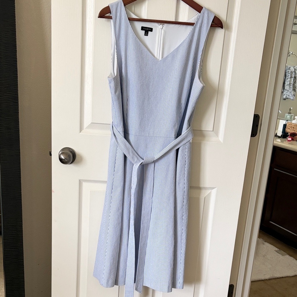 Talbots Light Blue Striped Midi Dress